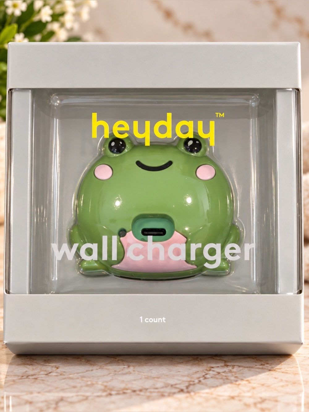Heyday Green Frog Wall Charger 1 USB C Port 15W Max Fast Charging